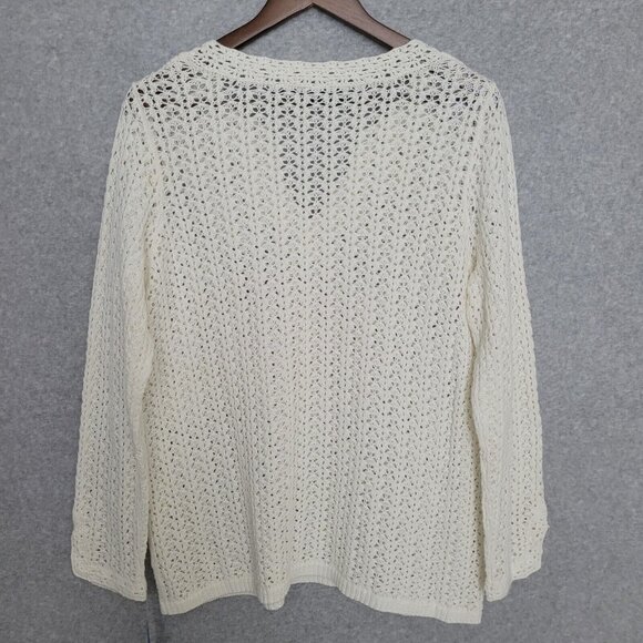 Relativity Womens Crochet Knit Sweater Top Size 1X White Cottagecore Boho NWT - Picture 5 of 16